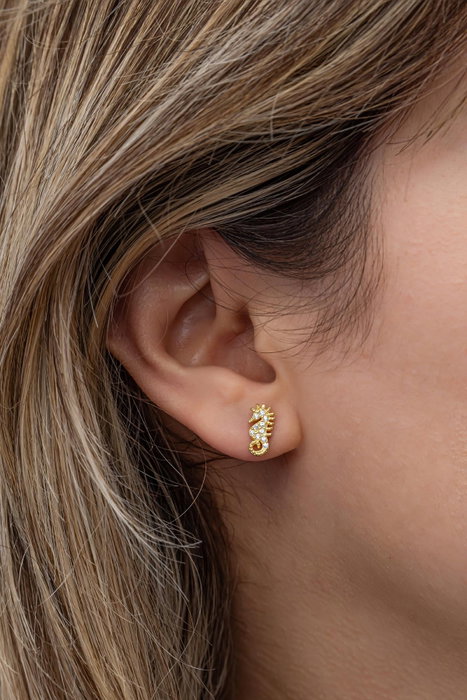 Heliophilia Silver Pendientes de Plata de Ley 925 con Baño de Oro y Circón